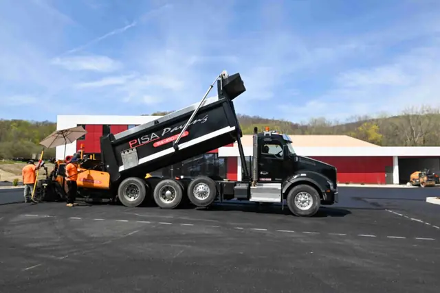 Dump truck and crew