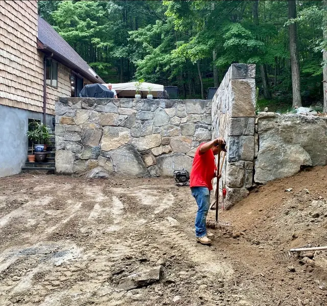 Building a stone wall