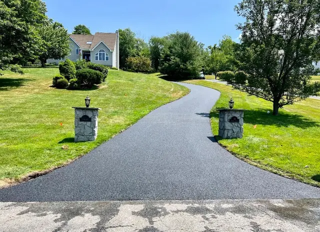 Driveway with pillars